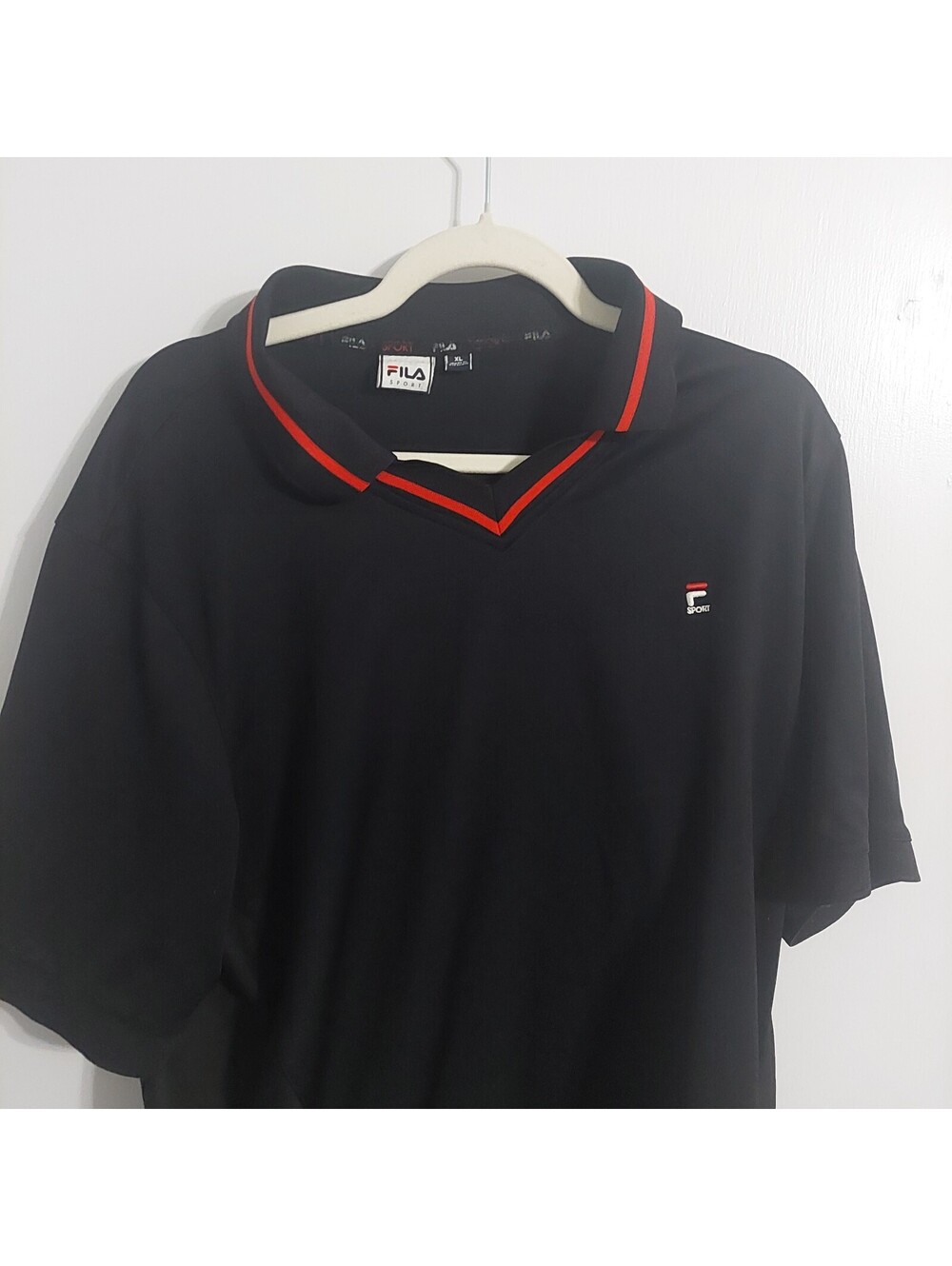 Fila Sport Black Polo Shirt with Red Trim Size XL